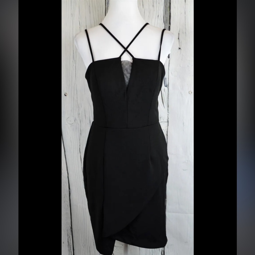 City Studio Women’s CrissCross Black Bodycon Mini Dress Size 7